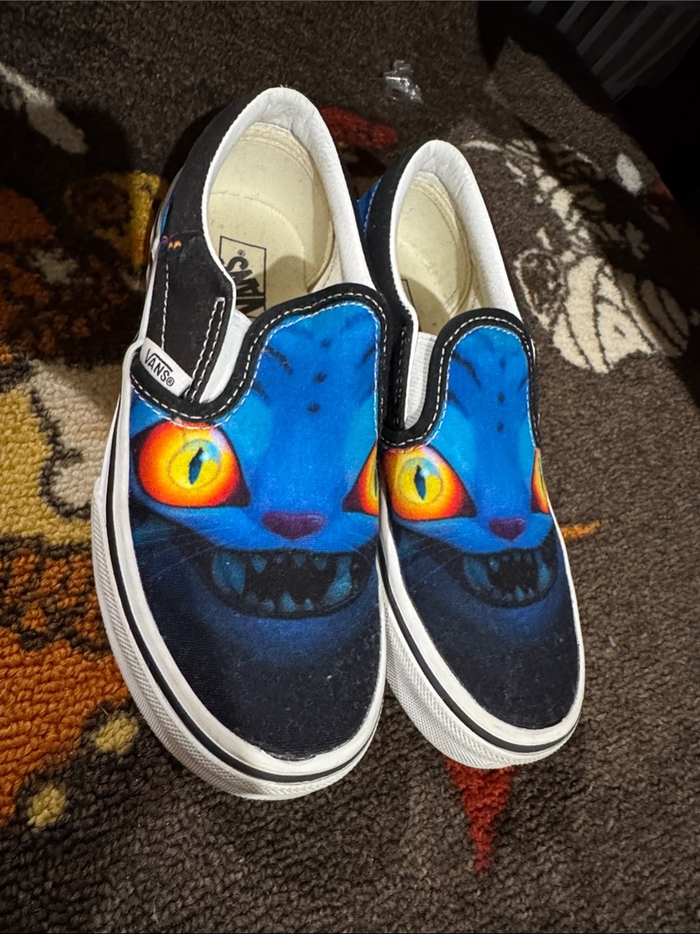 Vans Kids Blue Cat Graphic Slip-On Sneakers